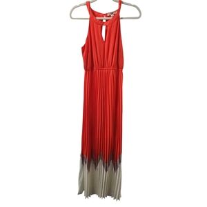 Ya Los Angeles Red Ombre Pleated Maxi Dress